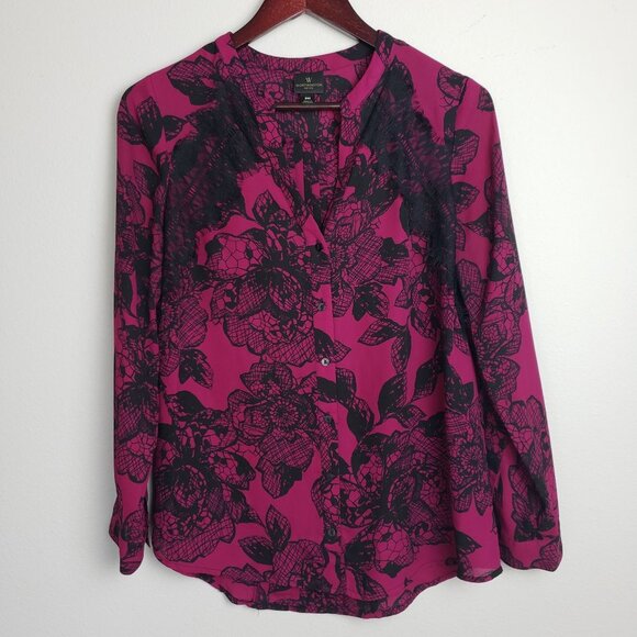 3/30$🔥Worthington Pink Black Prt Long Sleeve Top - Picture 1 of 11